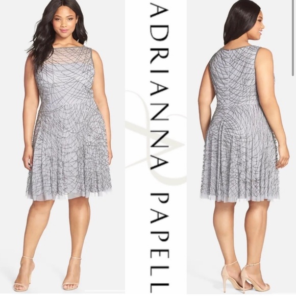 Adrianna Papell plus size beaded cocktail dress - Picture 1 of 12